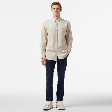  Lacoste Erkek Regular Fit Bej Gömlek
