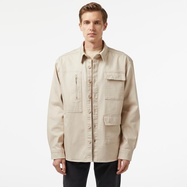  Erkek Relaxed Fit Bej Gömlek