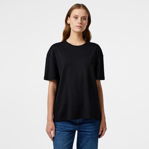  Kadın Relaxed Fit Bisiklet Yaka Siyah T-Shirt