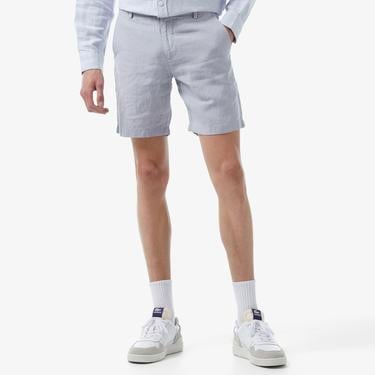  Lacoste Erkek Slim Fit Keten Mavi Bermuda