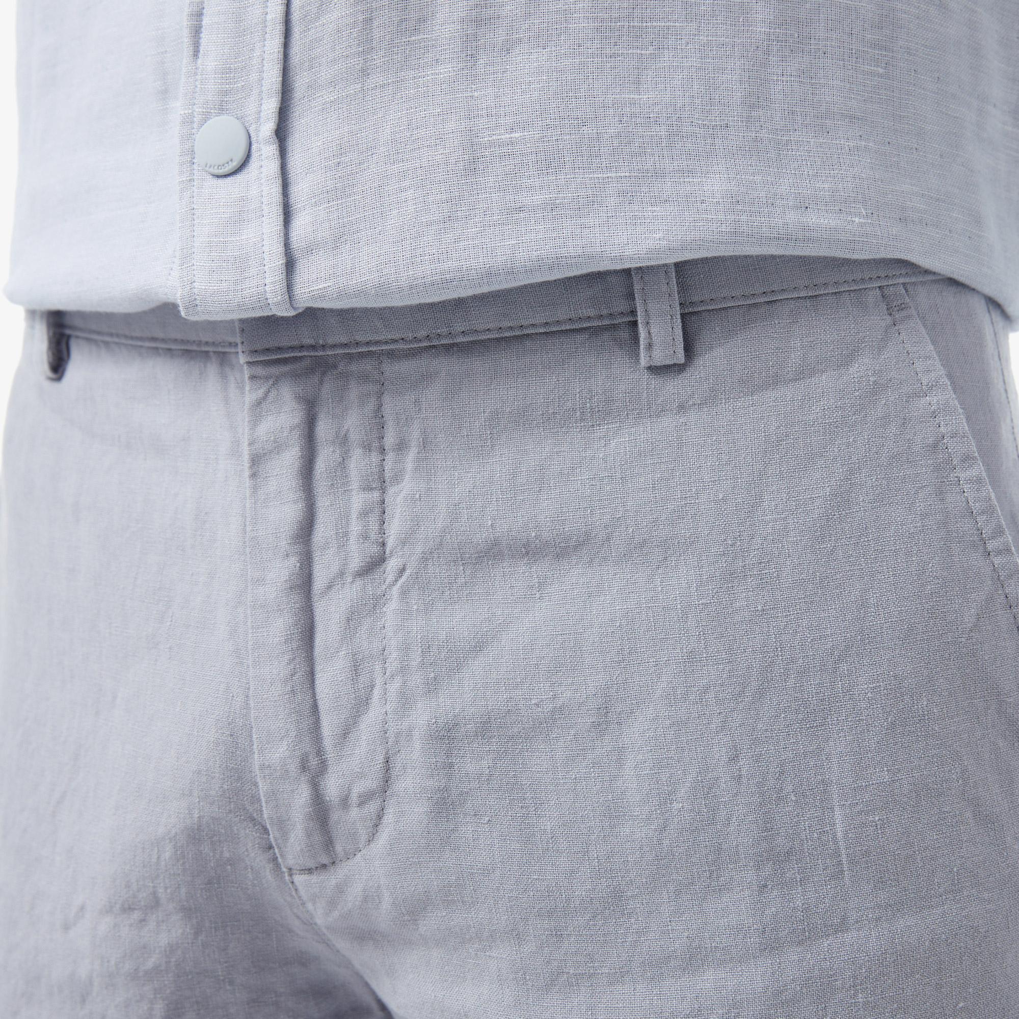 Lacoste Erkek Slim Fit Keten Mavi Bermuda