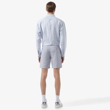  Lacoste Erkek Slim Fit Keten Mavi Bermuda