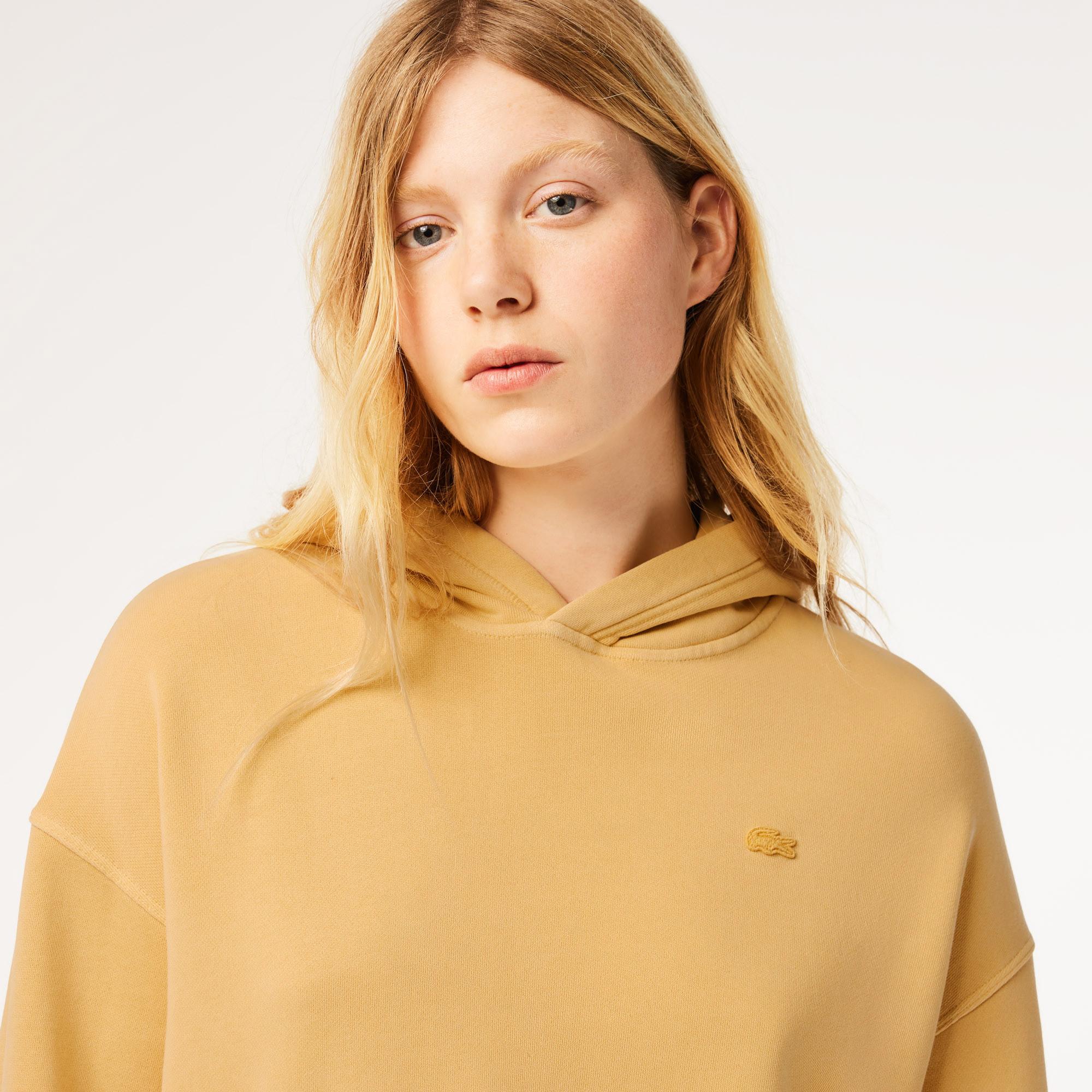 Kadın Oversize Fit Kapüşonlu Sarı Sweatshirt