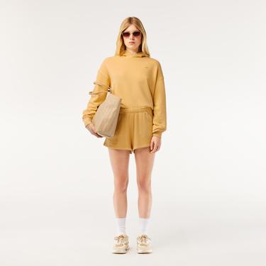  Kadın Oversize Fit Kapüşonlu Sarı Sweatshirt