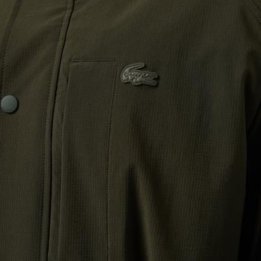  Erkek Relaxed Fit Kapüşonlu Baskılı Koyu Yeşil Yağmurluk