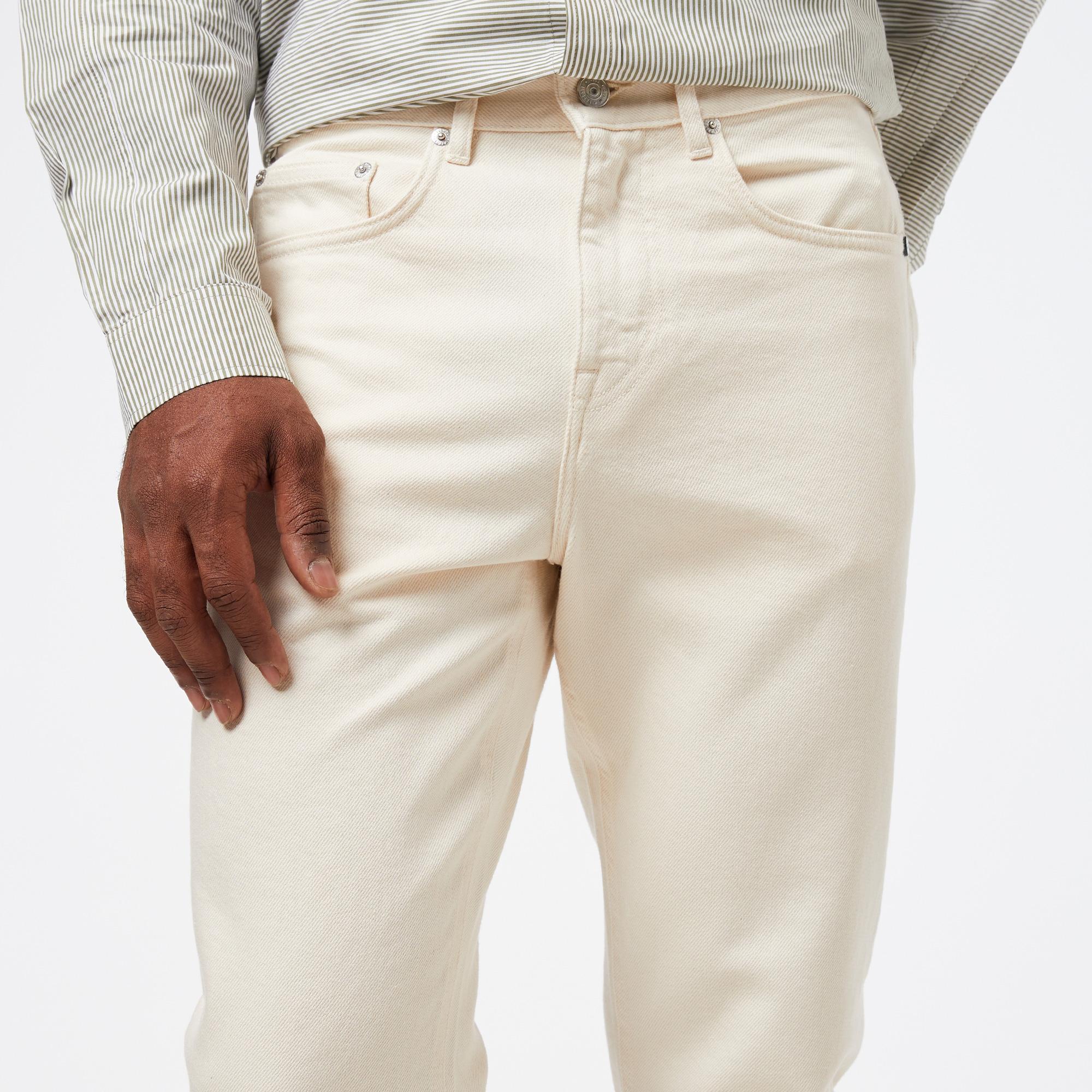 Erkek Slim Fit Chino Beyaz Pantolon