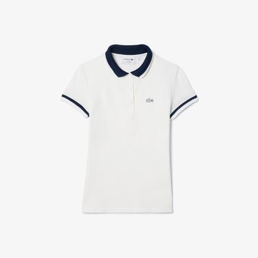  Kadın Slim Fit Beyaz Polo
