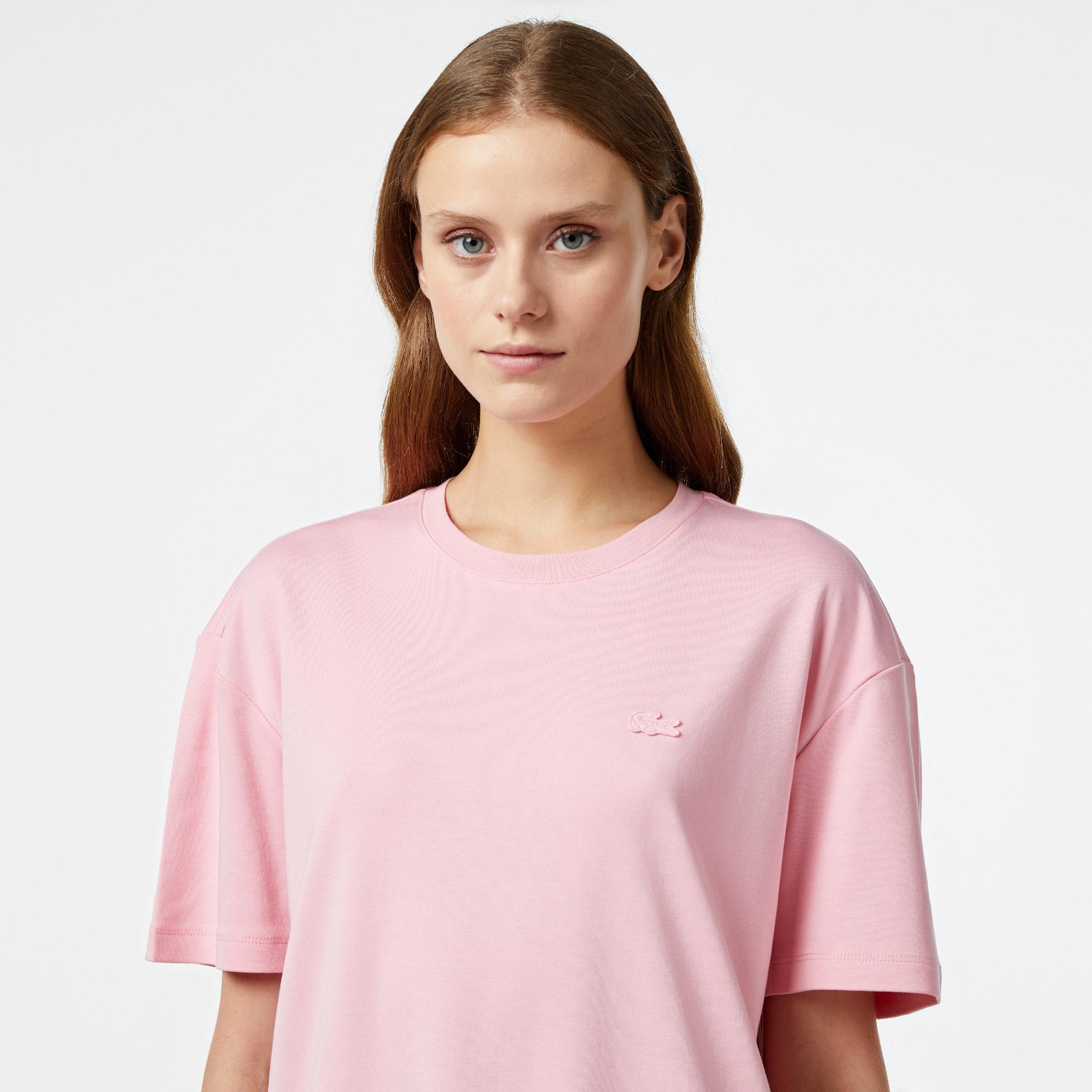 Kadın Relaxed Fit Bisiklet Yaka Pembe T-Shirt