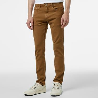  Erkek Slim Fit Kahverengi Jean Pantolon