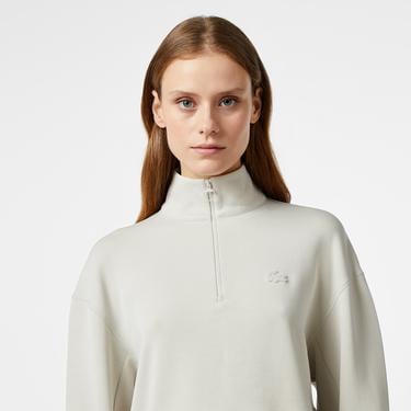 Kadın Relaxed Fit Yarım Fermuarlı Gri Sweatshirt