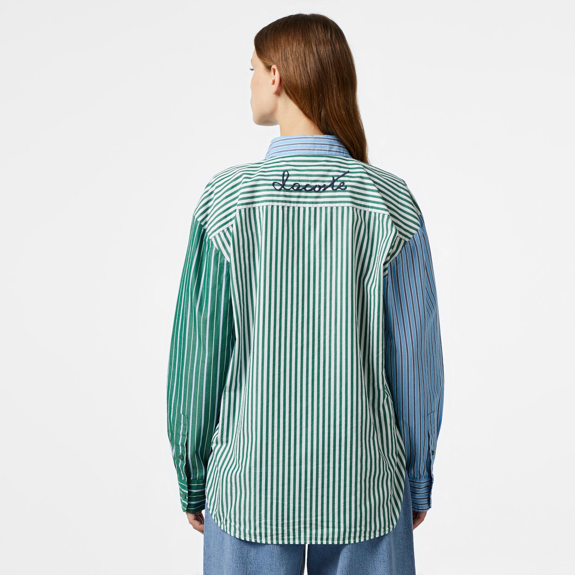 Kadın Loose Fit Çizgili Renkli Gömlek