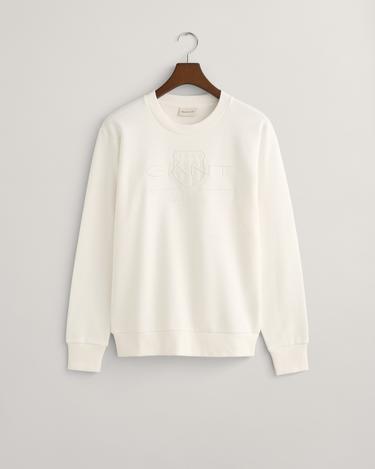  GANT Erkek Beyaz Regular Fit Bisiklet Yaka Logolu Sweatshirt