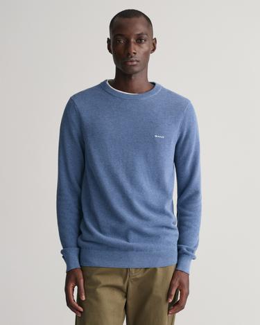  GANT Erkek Mavi Regular Fit Bisiklet Yaka Kazak