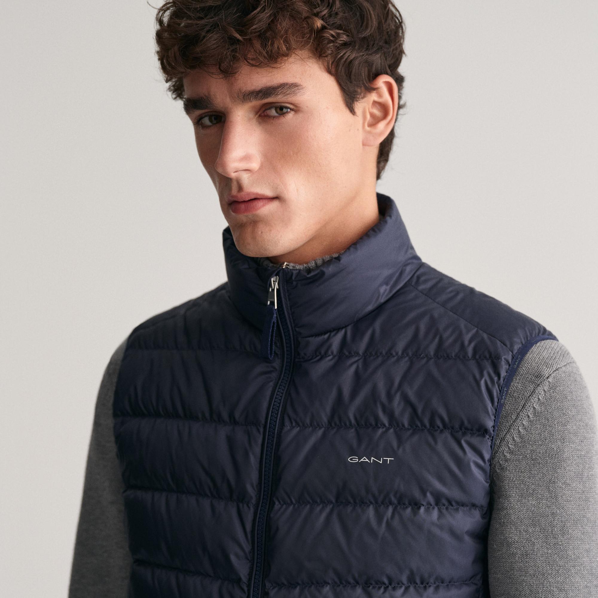 GANT Erkek Lacivert Dik Yaka Kapitone Yelek