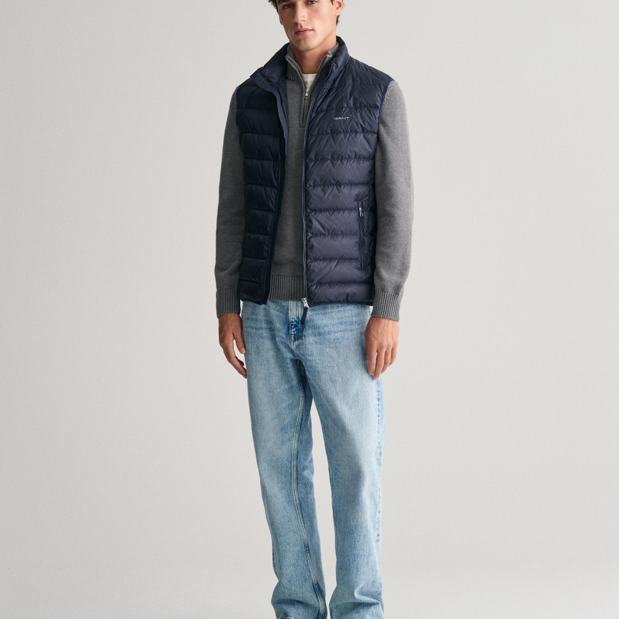 GANT Erkek Lacivert Dik Yaka Kapitone Yelek