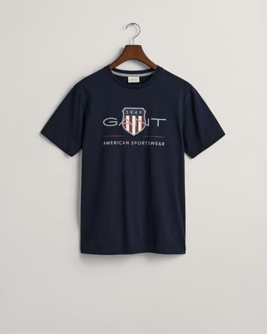  GANT Erkek Lacivert Regular Fit Bisiklet Yaka Logolu T-Shirt
