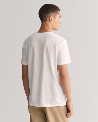 GANT Erkek Beyaz Regular Fit Bisiklet Yaka Logolu T-Shirt