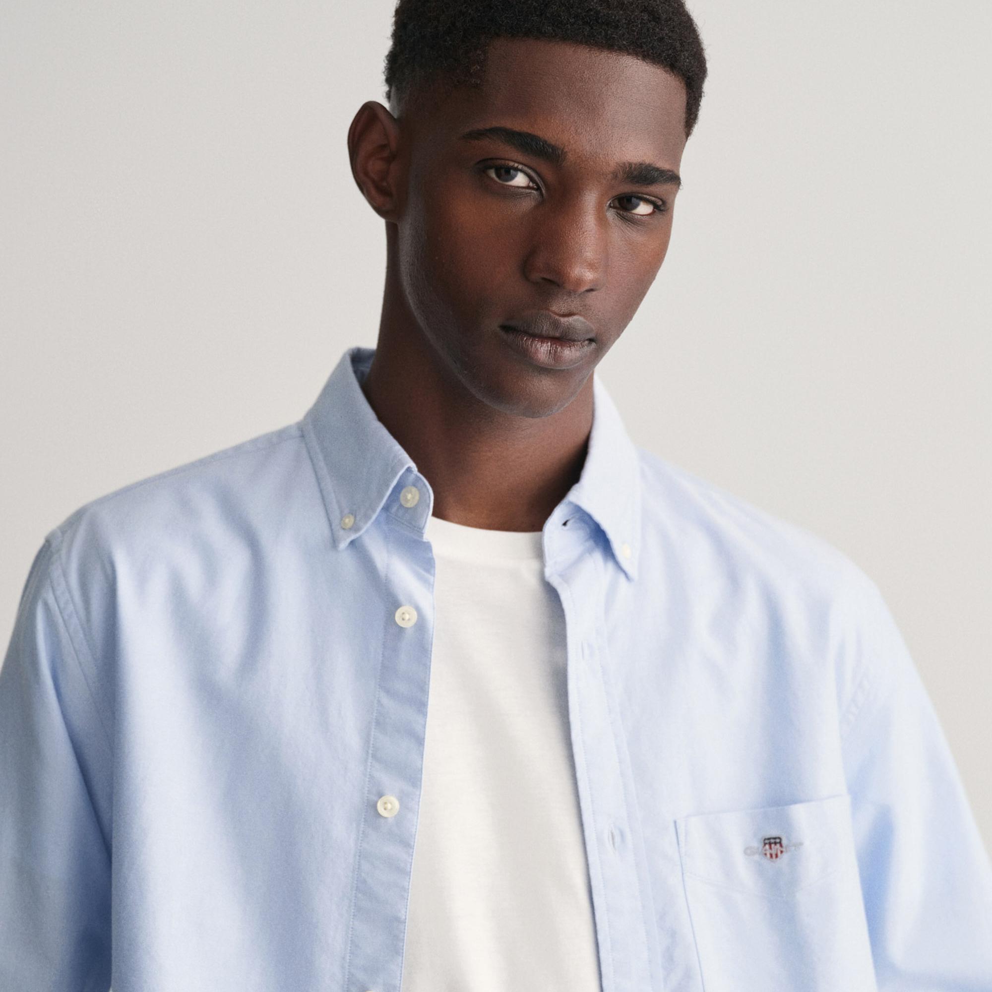 GANT Erkek Mavi Regular Fit Düğmeli Yaka Oxford Gömlek