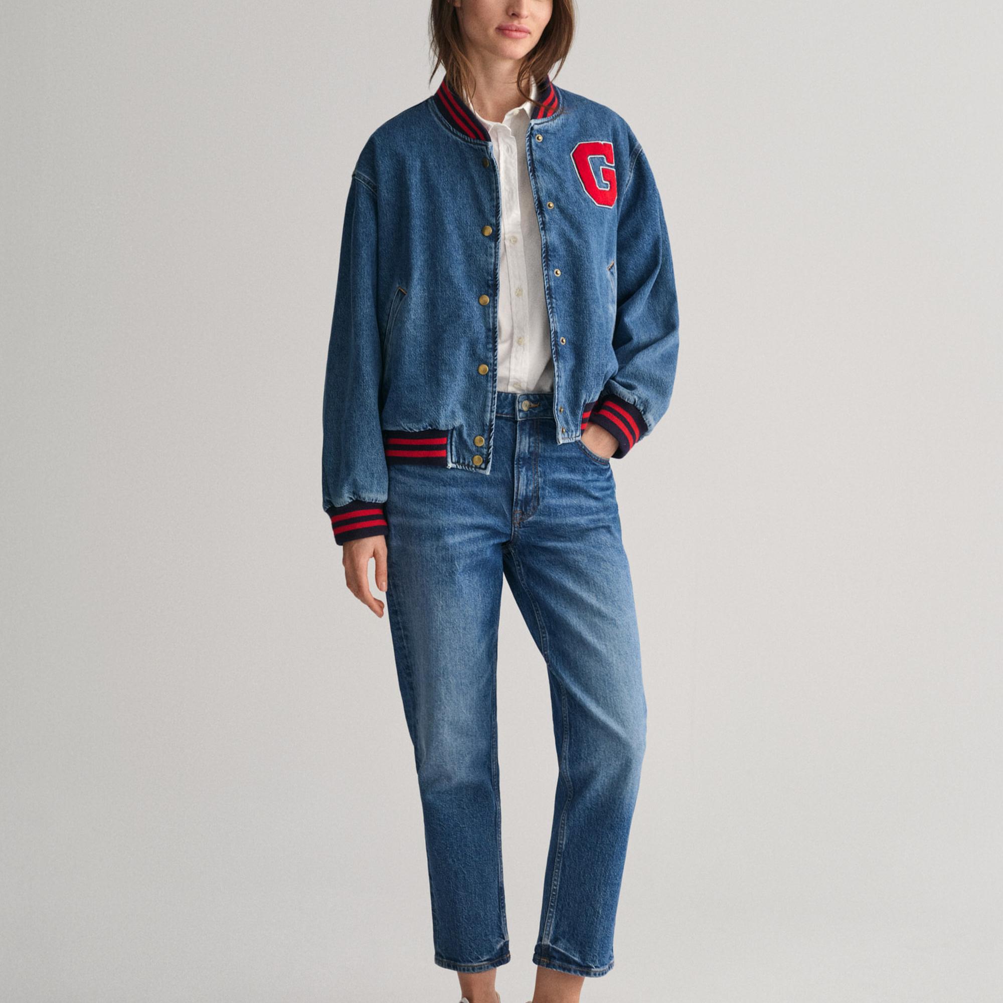 GANT Kadın Beyaz Slim Fit Klasik Yaka Oxford Gömlek