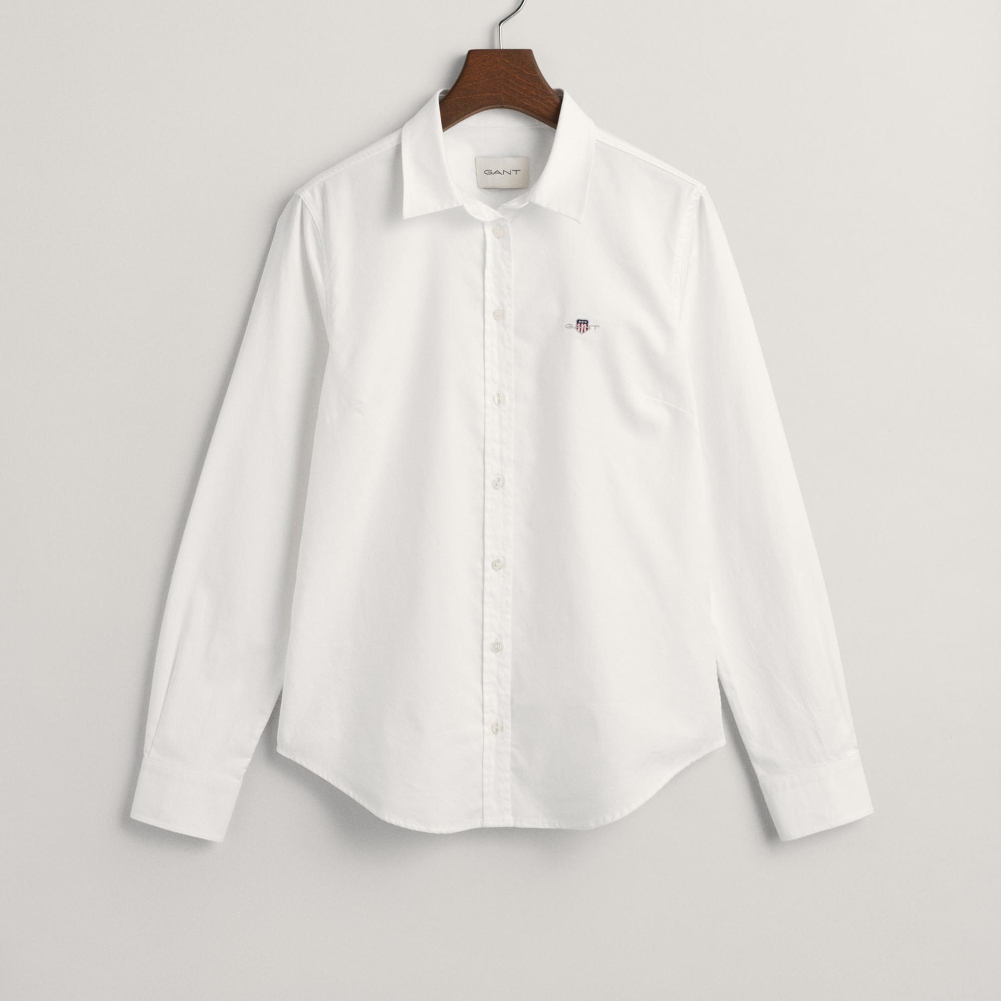 GANT Kadın Beyaz Slim Fit Klasik Yaka Oxford Gömlek