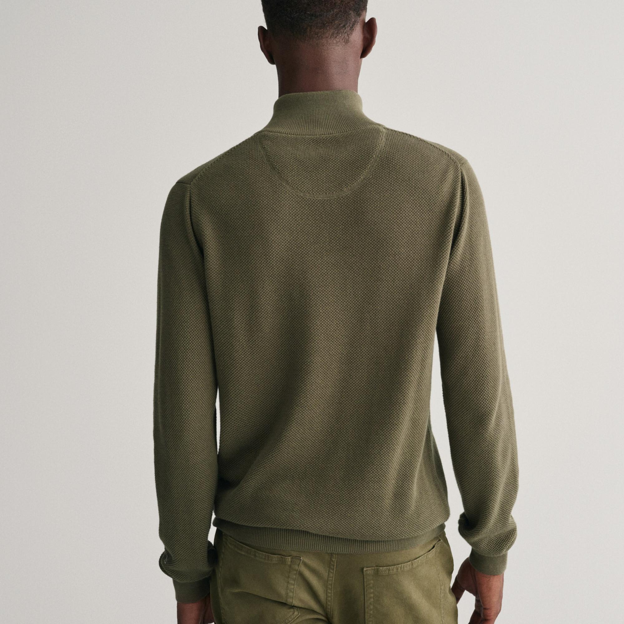 GANT Erkek Yeşil Regular Fit Yarım Fermuarlı Kazak