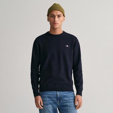  GANT Erkek Lacivert Regular Fit Bisiklet Yaka Kazak