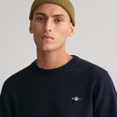  GANT Erkek Lacivert Regular Fit Bisiklet Yaka Kazak