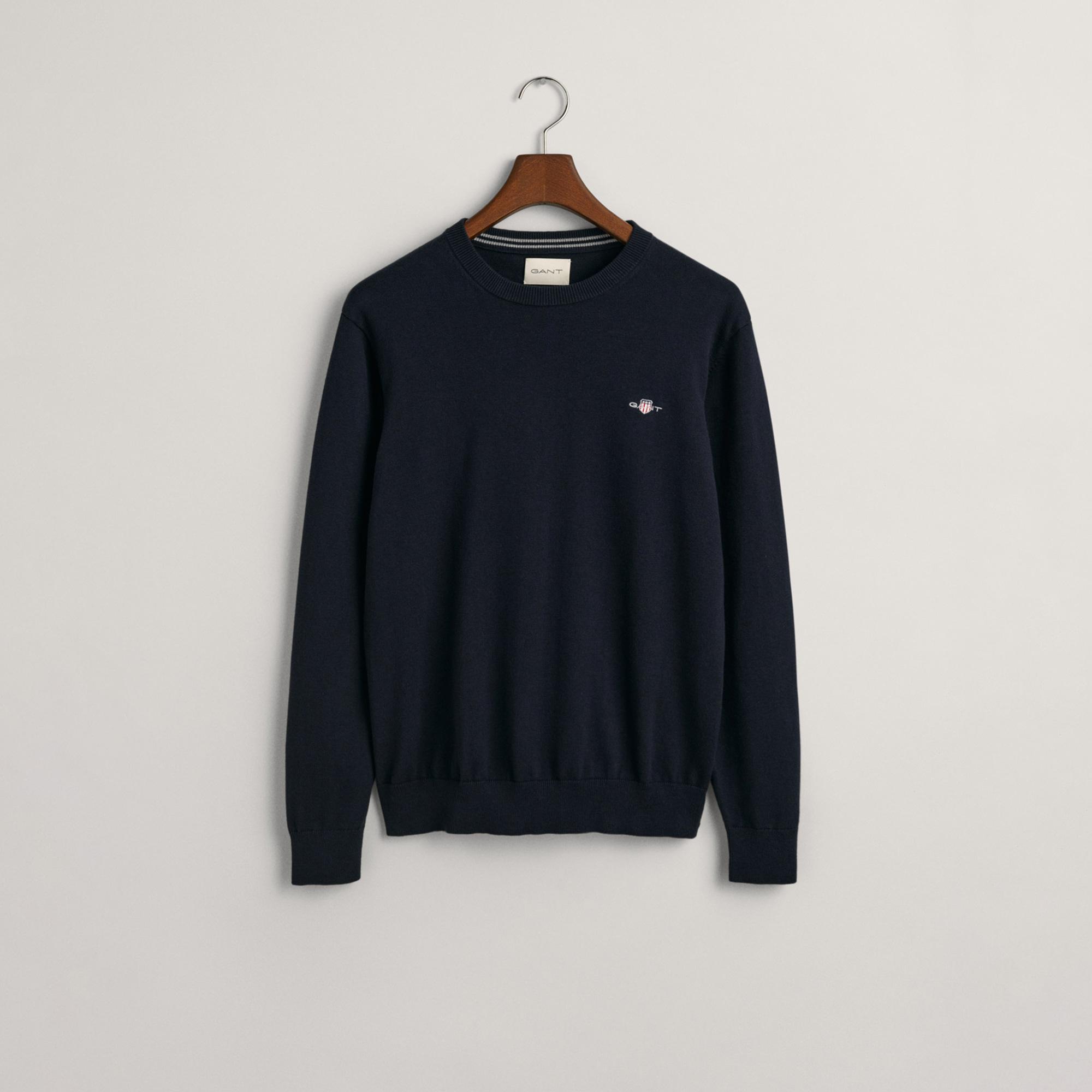 Gant Erkek Lacivert Regular Fit Bisiklet Yaka Kazak