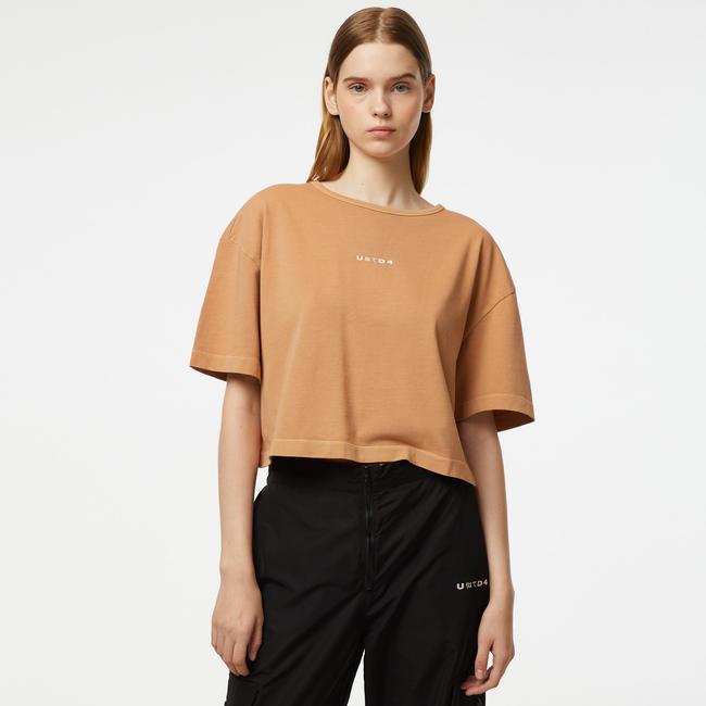  UNITED4 Kadın Kahverengi Crop T-Shirt