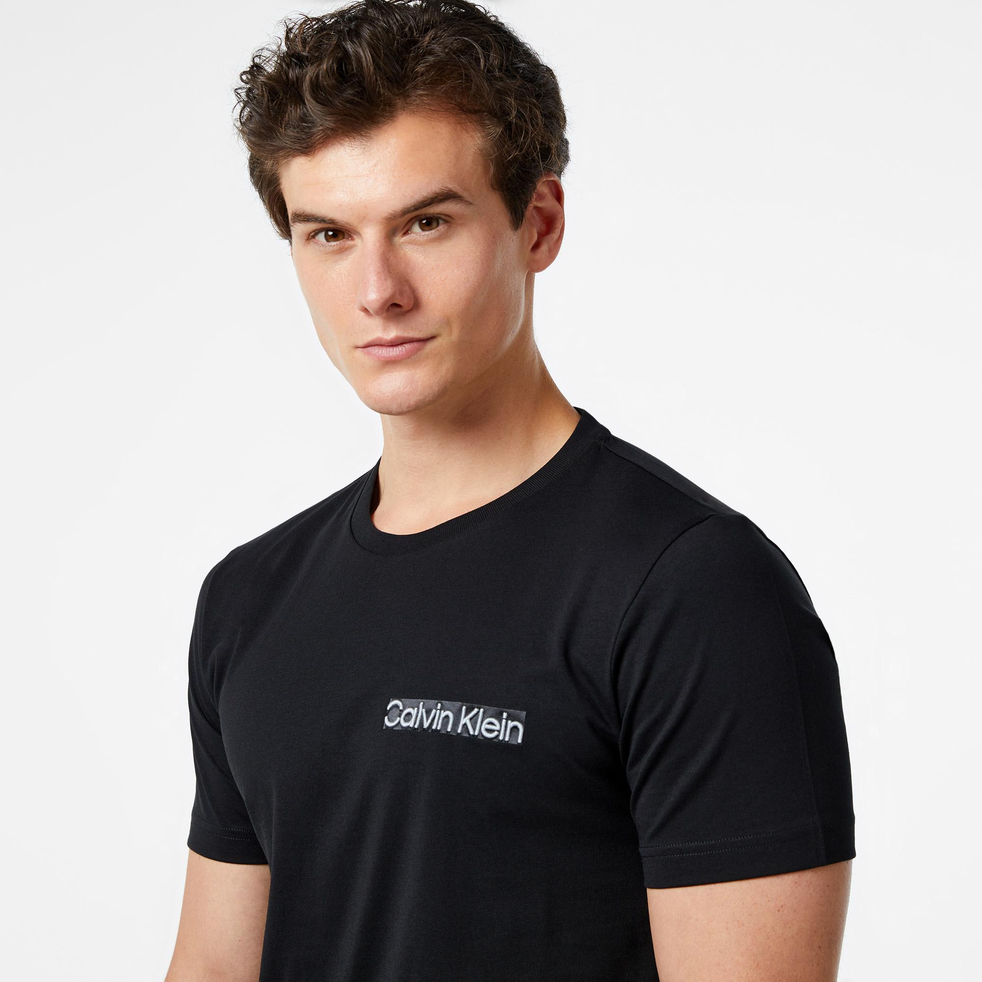 Calvin Klein Elevated Logo Embroıdery Erkek Siyah T-Shirt
