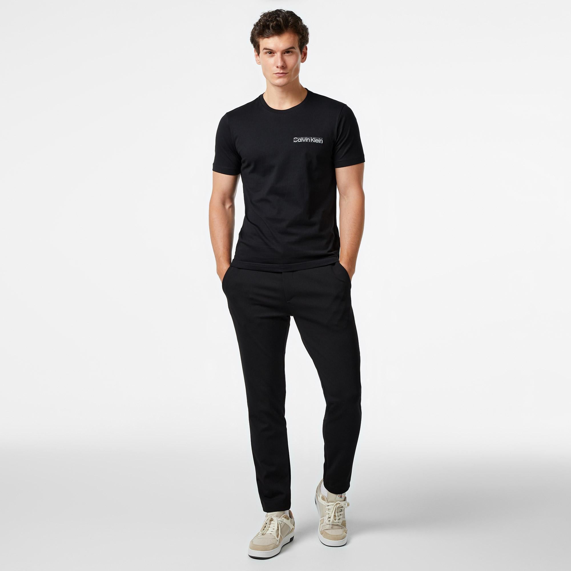 Calvin Klein Elevated Logo Embroıdery Erkek Siyah T-Shirt