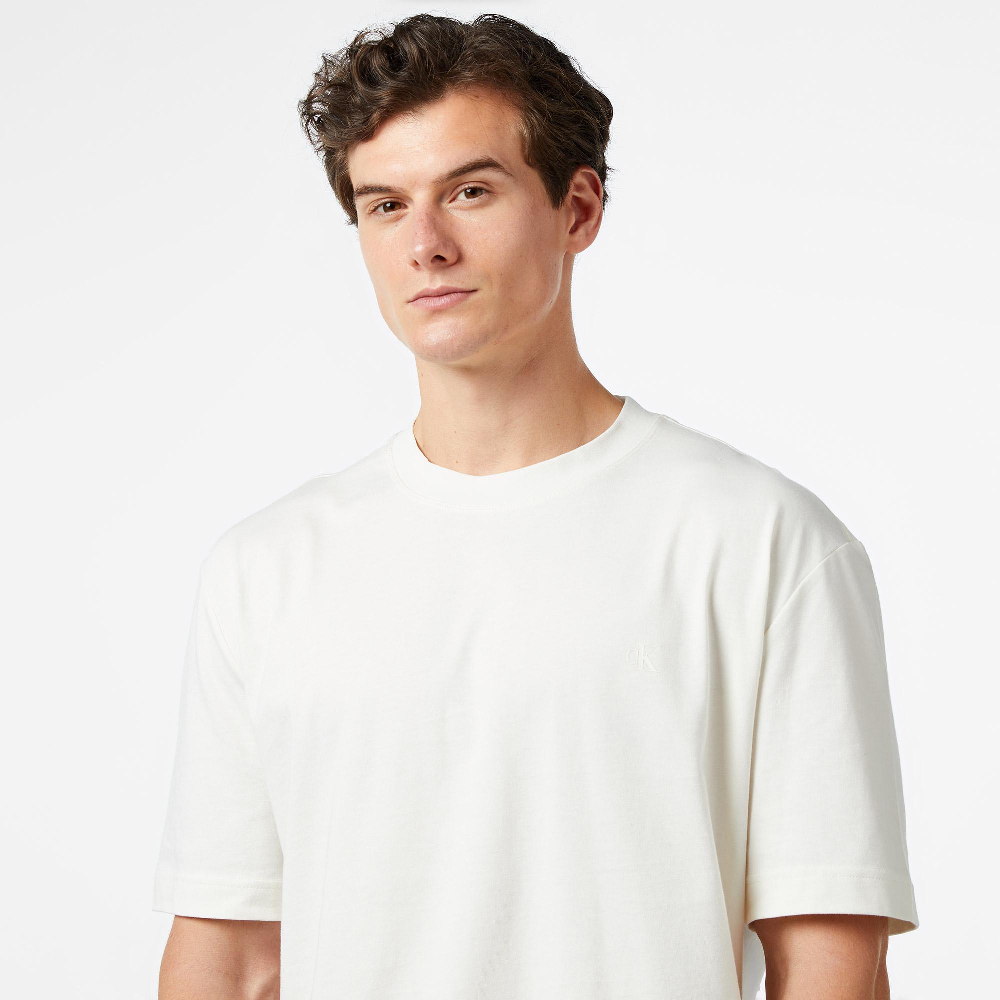 Calvin Klein Jeans Colorblock Erkek Beyaz T-Shirt