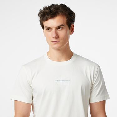  Calvin Klein Jeans Monologo Erkek Beyaz T-Shirt