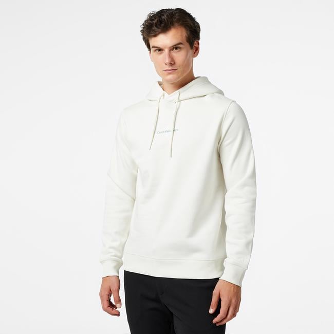  Calvin Klein Jeans Monologo Erkek Beyaz Hoodie