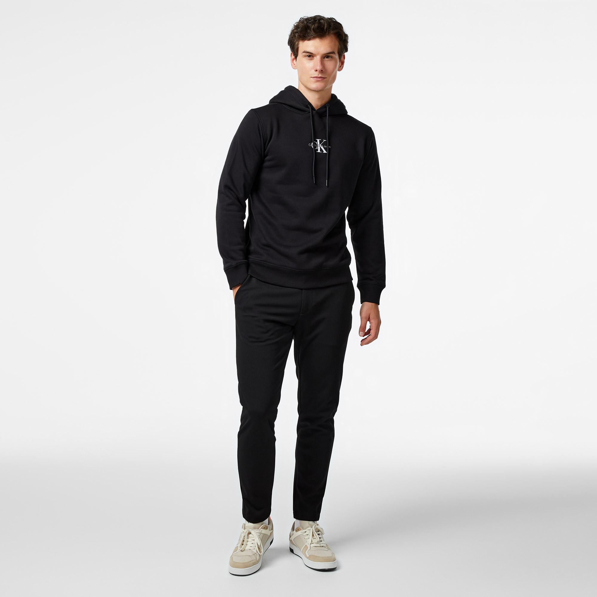 Calvin Klein Jeans Monologo Erkek Siyah Hoodie