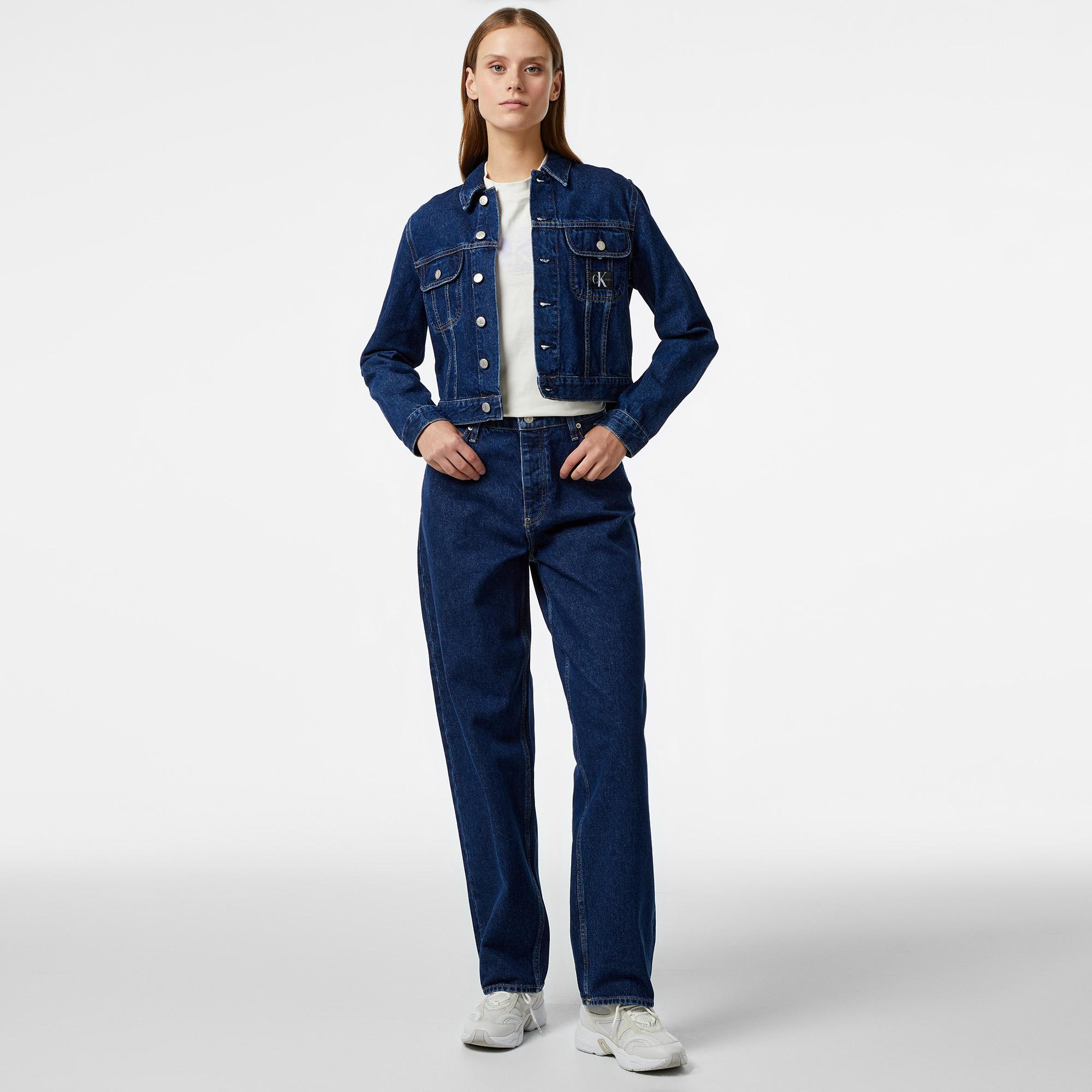 Calvin Klein Jeans Cropped 90's Kadın Mavi Kot Ceket