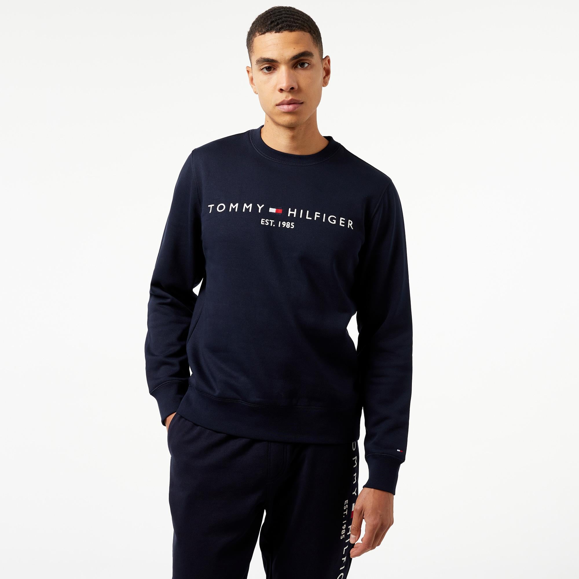 Tommy Hilfiger Tommy Logo Erkek Lacivert Sweatshirt