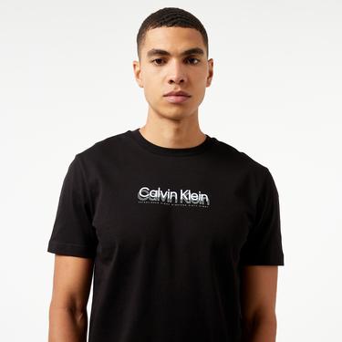  Calvin Klein Flock Logo Erkek Siyah T-Shirt