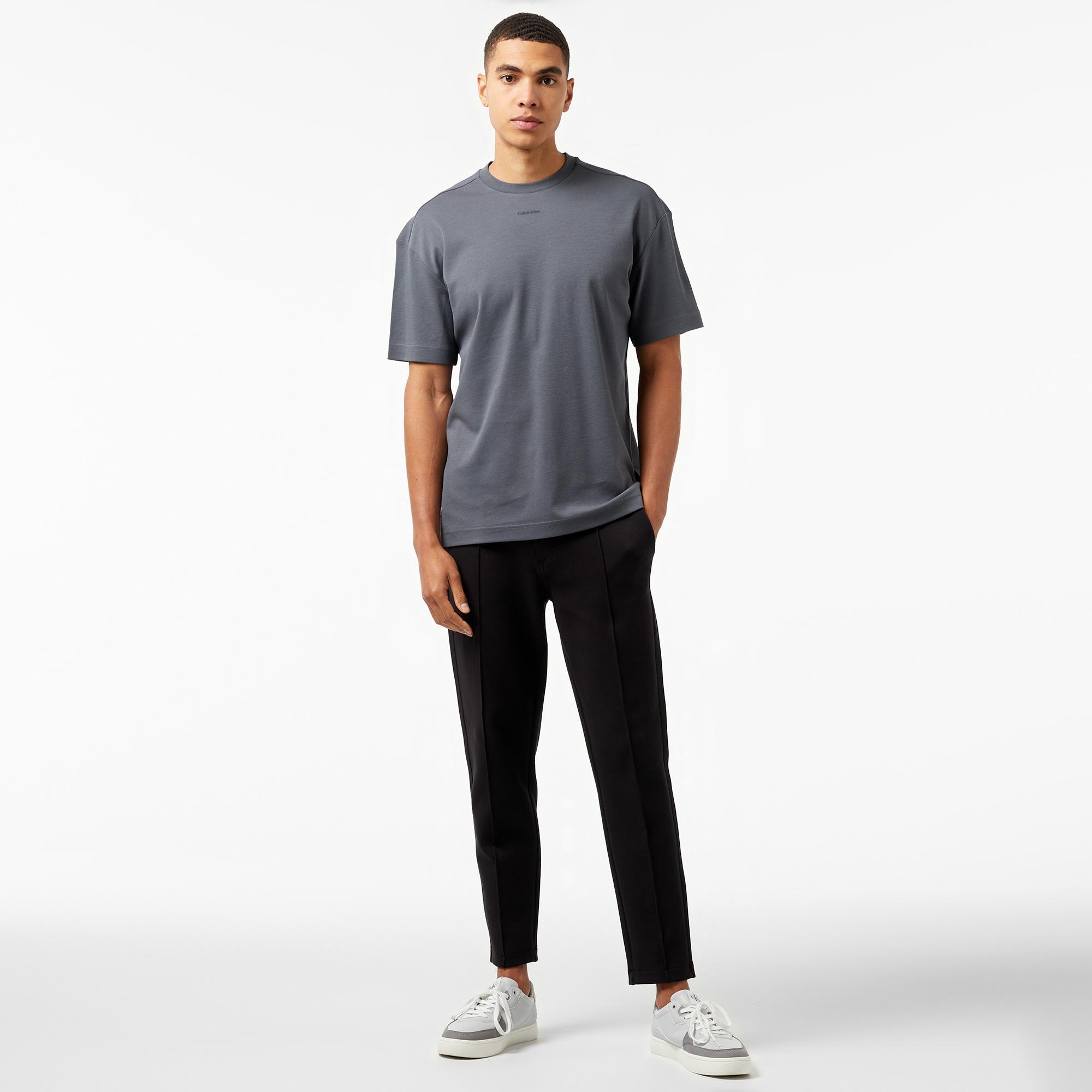 Calvin Klein Nano Logo Interlock Erkek Gri T-Shirt