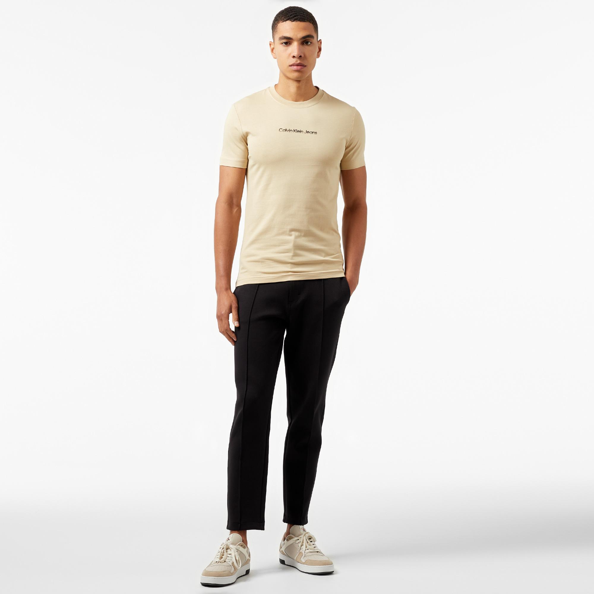 Calvin Klein Jeans Mixed institutional Logo Erkek Haki T-Shirt