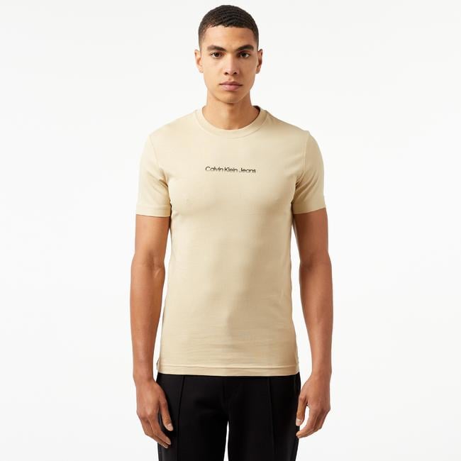  Calvin Klein Jeans Mixed institutional Logo Erkek Haki T-Shirt