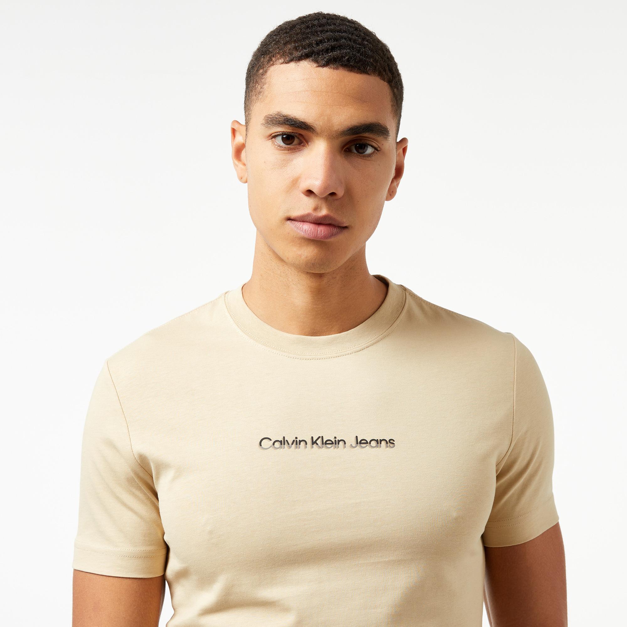 Calvin Klein Jeans Mixed institutional Logo Erkek Haki T-Shirt