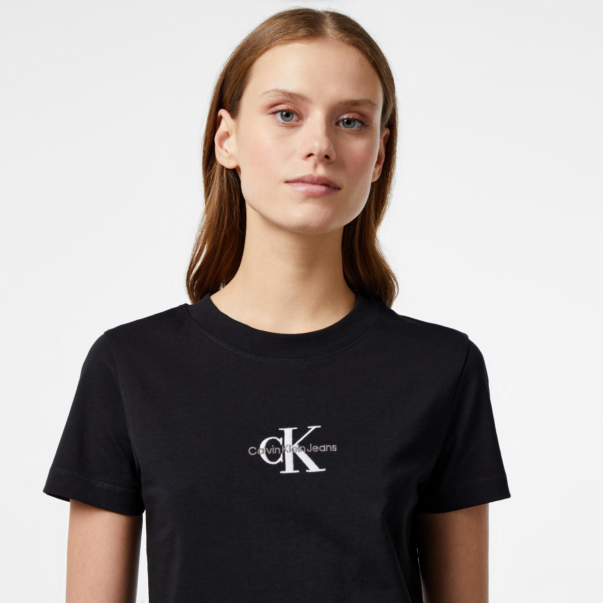 Calvin Klein Jeans Monologo Slim Kadın Siyah T-Shirt