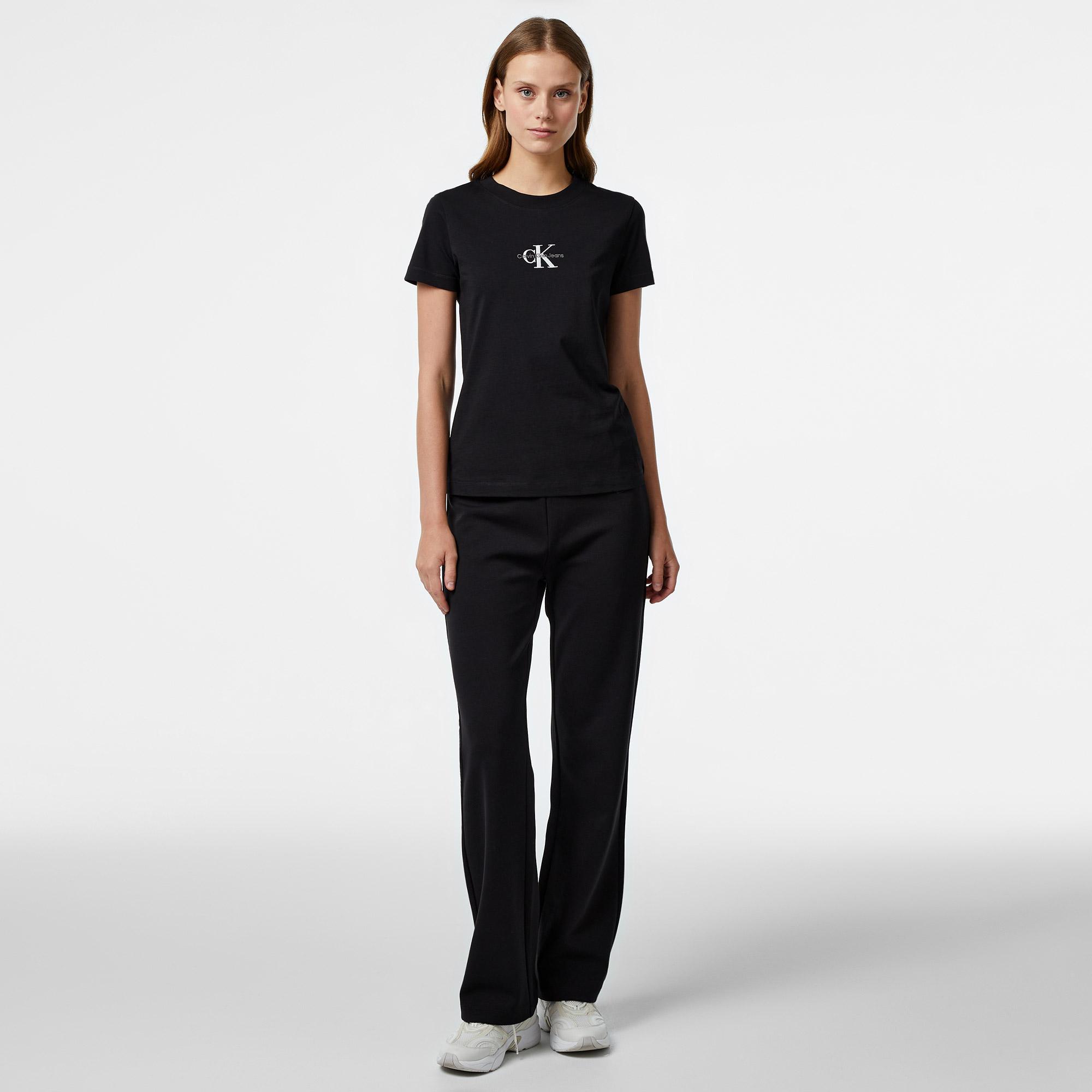 Calvin Klein Jeans Monologo Slim Kadın Siyah T-Shirt