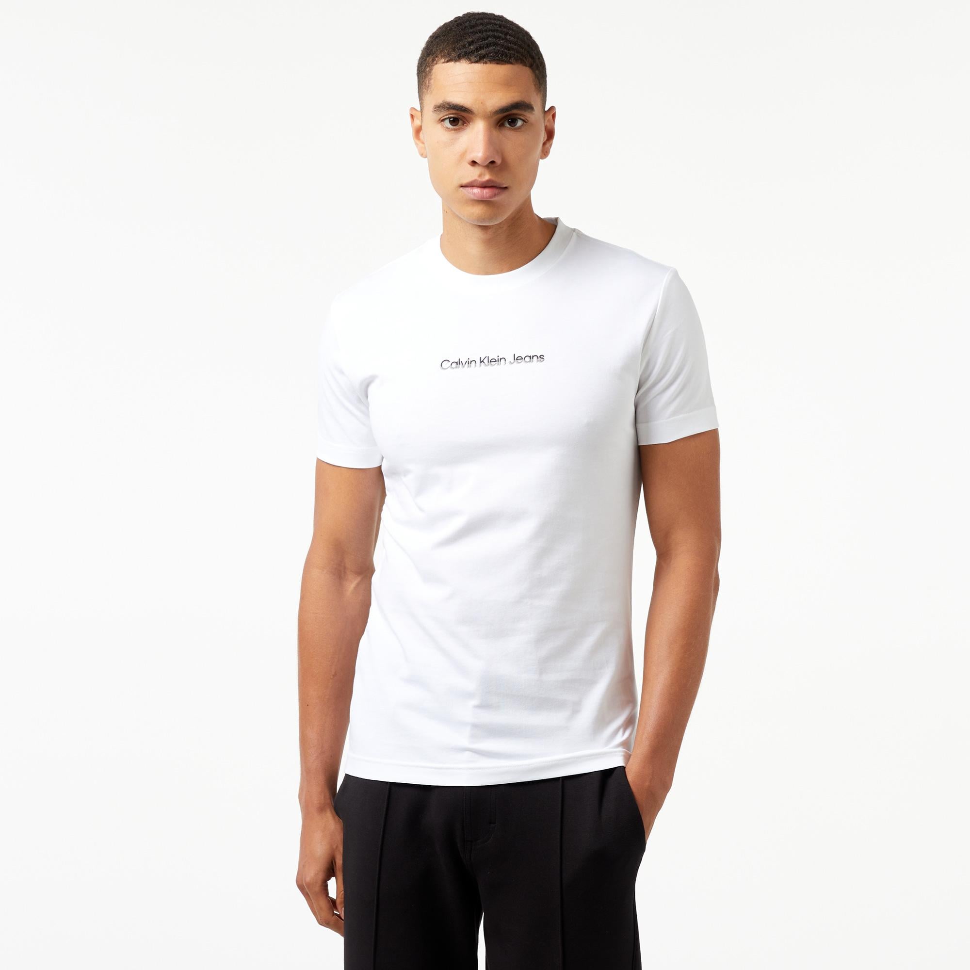 Calvin Klein Jeans Mixed institutional Logo Erkek Beyaz T-Shirt