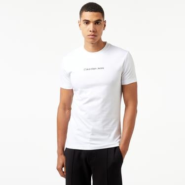  Calvin Klein Jeans Mixed institutional Logo Erkek Beyaz T-Shirt
