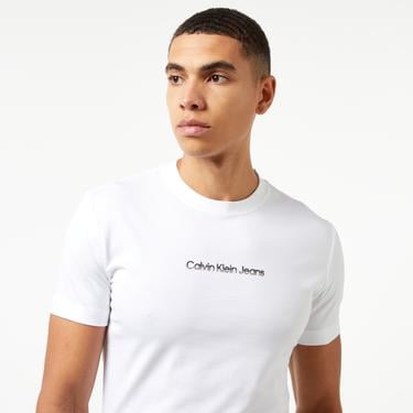  Calvin Klein Jeans Mixed institutional Logo Erkek Beyaz T-Shirt