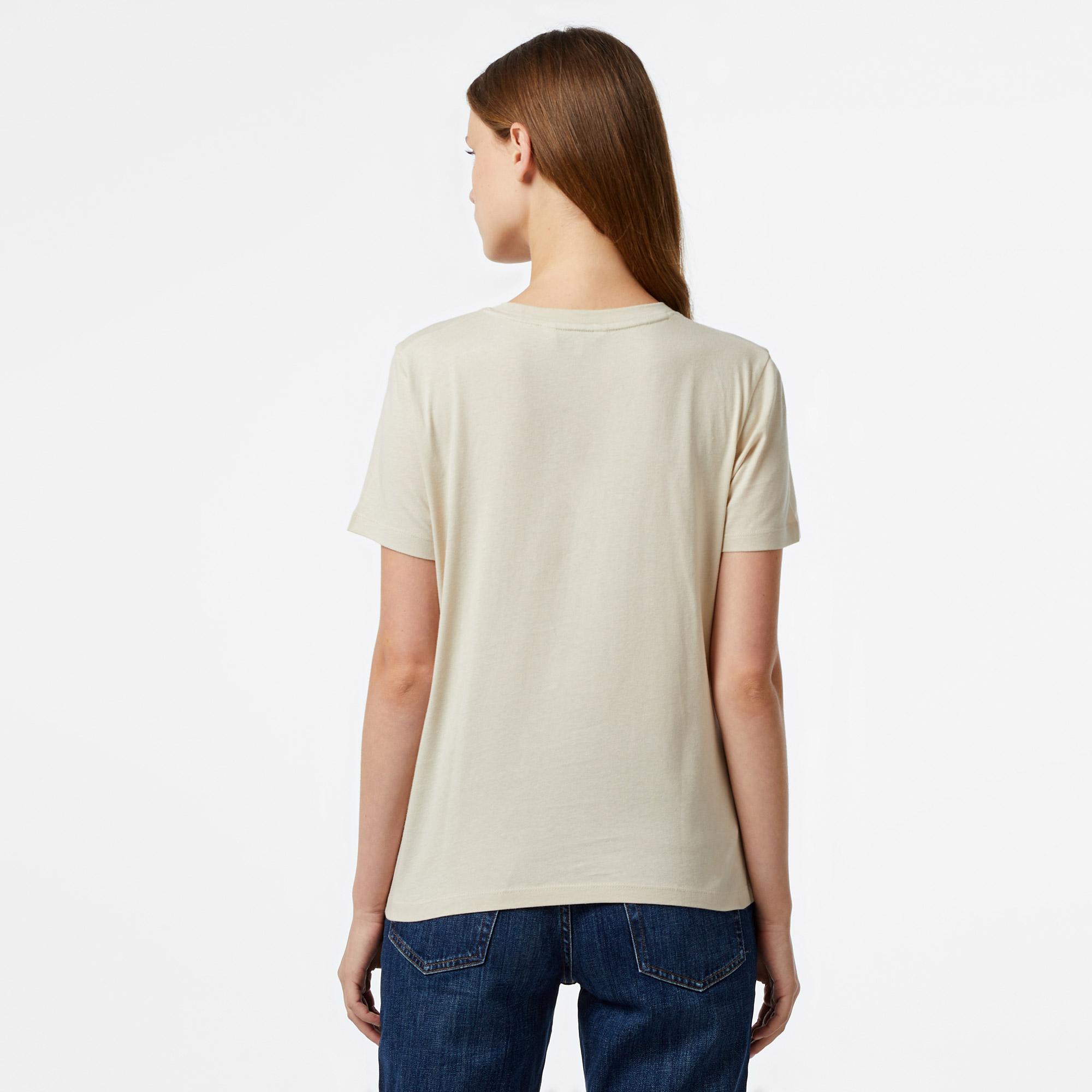 Tommy Hilfiger Corp Logo Kadın Bej T-Shirt