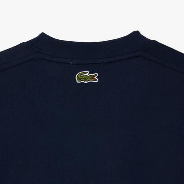  Lacoste Unisex Classic Fit Bisiklet Yaka Baskılı Lacivert T-Shirt