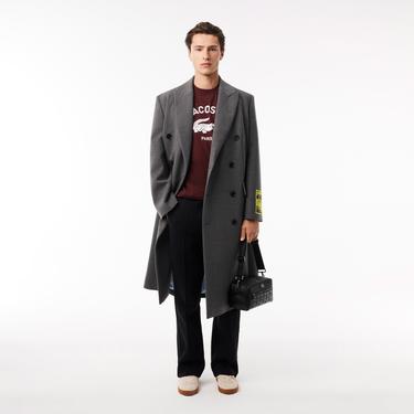  Lacoste Unisex Classic Fit Bisiklet Yaka Baskılı Bordo T-Shirt